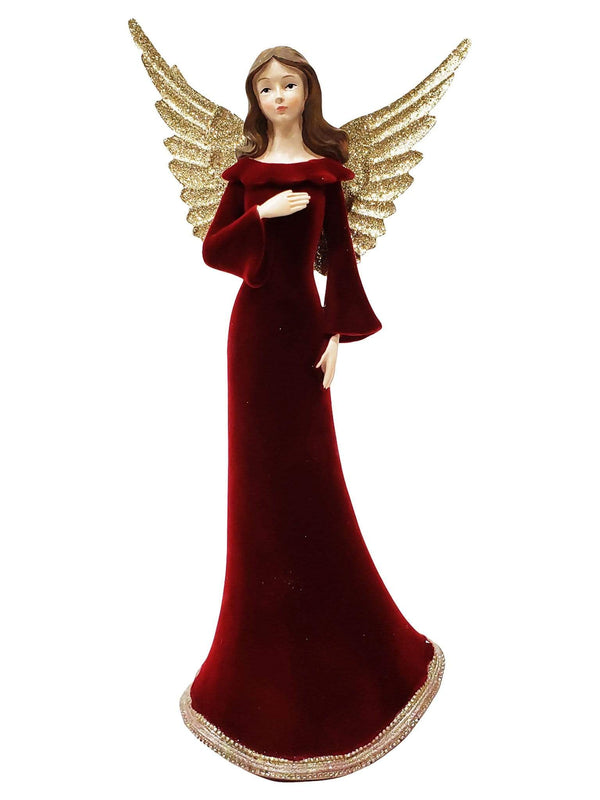 Anjo com Vestes de Veludo Vermelho 35 cm